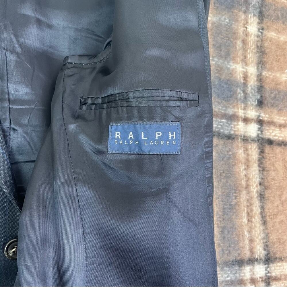 Ralph Lauren Sport Coat Mens 39R 100% Wool Charcoal and Blue Striped - Picture 12 of 13